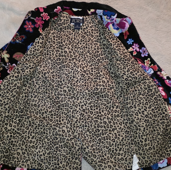 The Children's Place Velvet Floral Dressy Pea Coat SMALL (5/6) - Picture 6 of 8
